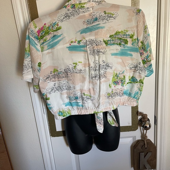 Girl soul crop top tie front short sleeve button up size L - Picture 3 of 3